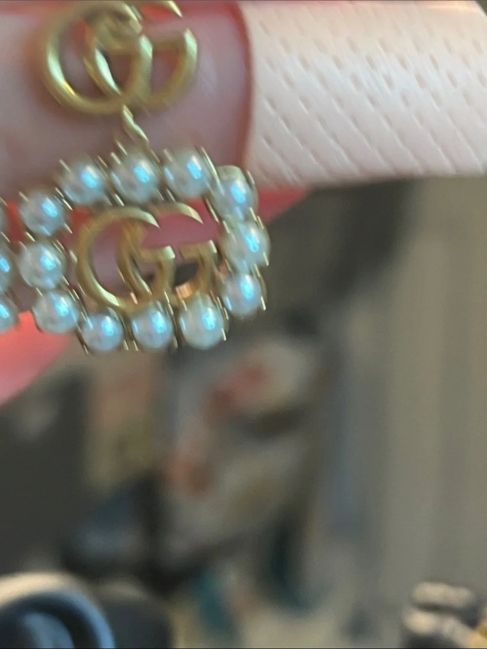 Gold-Tone Pearl Drop G Logo Earrings